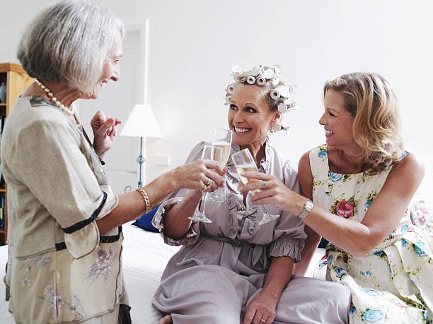 Chic and age-appropriate clothing choices for a 70-year-old woman's wedding ensemble